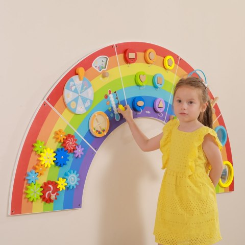 Viga Toys VIGA Drewniana Tablica Sensoryczno-Manipulacyjna EDU Tęcza Certyfikat FSC