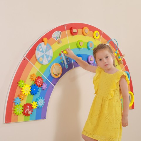 Viga Toys VIGA Drewniana Tablica Sensoryczno-Manipulacyjna EDU Tęcza Certyfikat FSC