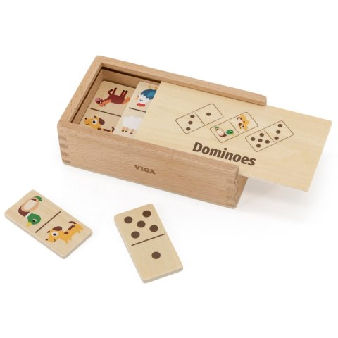 Viga Toys VIGA Drewniane Domino 2w1 Zwierzęta i Liczby