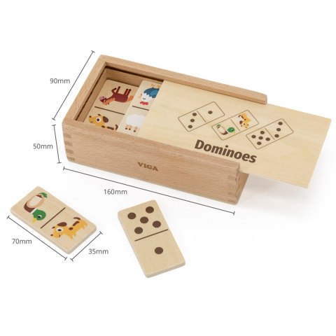 Viga Toys VIGA Drewniane Domino 2w1 Zwierzęta i Liczby