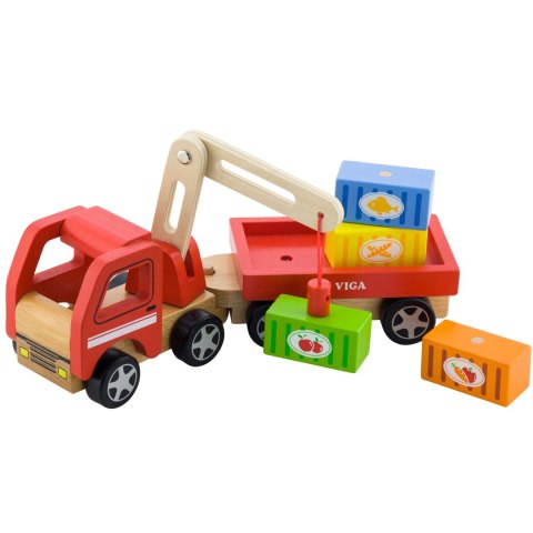 Viga Toys VIGA Drewniany Dźwig z kontenerami