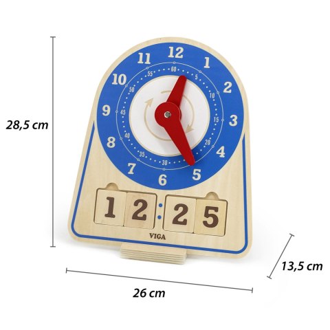 Viga Toys VIGA Drewniany Zegar Nauka Zegara Czasu Montessori