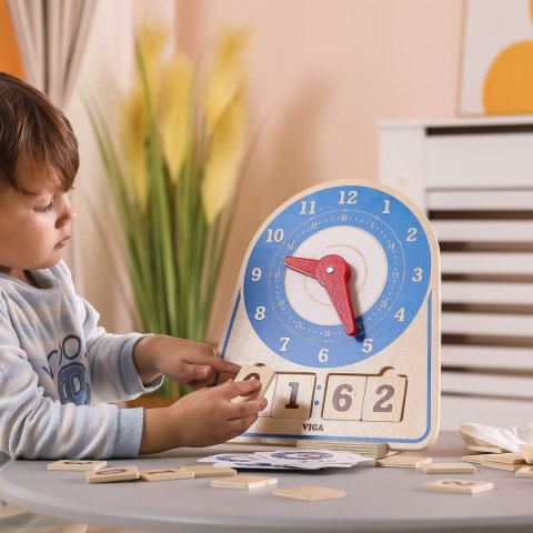 Viga Toys VIGA Drewniany Zegar Nauka Zegara Czasu Montessori