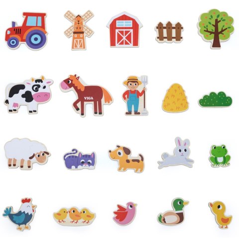 Viga Toys VIGA Magnetyczni Przyjaciele z Farmy 20 szt. Magnesów - Kreatywna Zabawa z Wiejskimi Zwierzątkami
