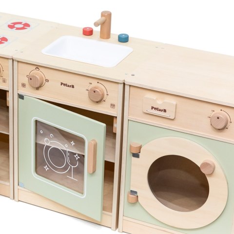 Viga Toys VIGA PolarB Drewniany Zestaw Kuchenny XL Pralka Kuchenka Zmywarka - Zielony