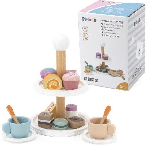 Viga Toys VIGA PolarB Patera drewniana z Babeczkami Ciasteczkami Kawą zestaw 15 akc