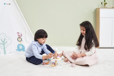 Viga Toys VIGA PolarB Patera drewniana z Babeczkami Ciasteczkami Kawą zestaw 15 akc