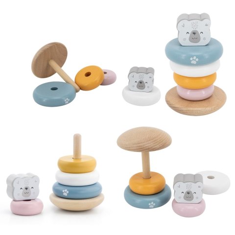 Viga Toys VIGA PolarB Zestaw Drewniana Piramidka + Przebijanka z Młoteczkiem Miś Polarny Montessori