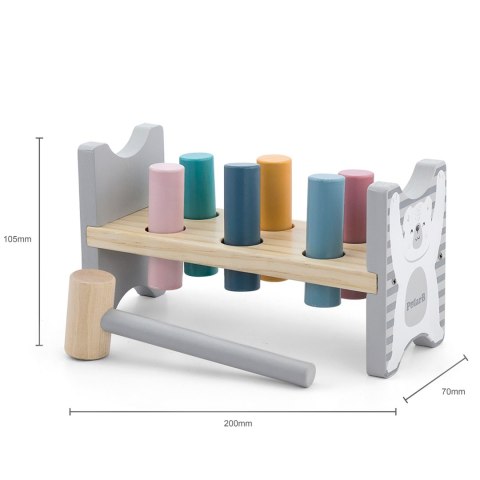 Viga Toys VIGA PolarB Zestaw Drewniana Piramidka + Przebijanka z Młoteczkiem Miś Polarny Montessori