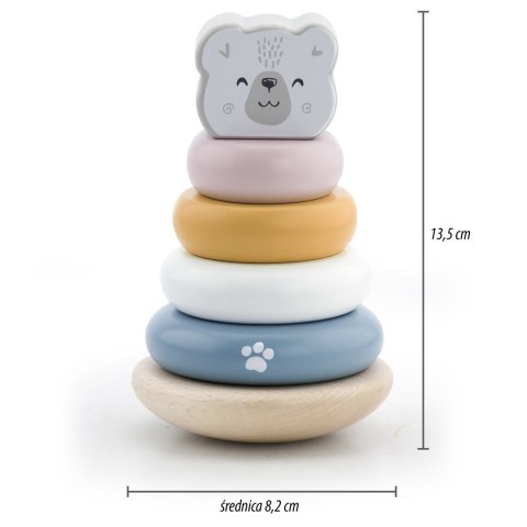 Viga Toys VIGA PolarB Zestaw Drewniana Piramidka + Przebijanka z Młoteczkiem Miś Polarny Montessori