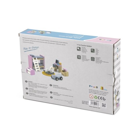 Viga Toys VIGA PolarB Zestaw Mebelków do Domku dla Lalek Pokój Dziecięcy