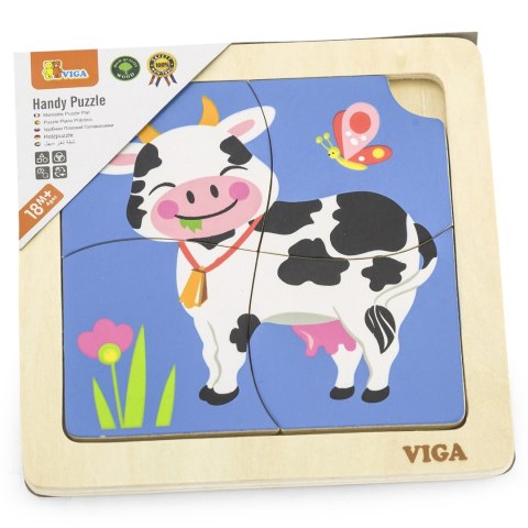 Viga Toys VIGA Poręczne Drewniane Puzzle Krówka