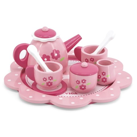 Viga Toys VIGA Zestaw Serwis do Herbaty i Kawy na Tacy 12 el.