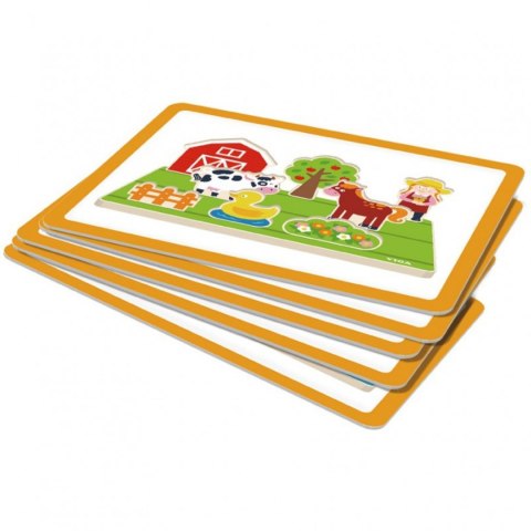 Viga Toys Viga Drewniana Układanka Nauka Odległości 2w1 Farma i Morze