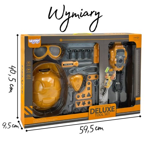 Woopie WOOPIE Zestaw Narzędzi Małego Majsterkowicza Gogle Kask Młot Pneumatyczny 21el.