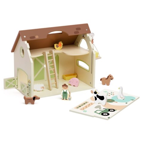 Classic World CLASSIC WORLD Drewniany Domek Farma Vintage Zestaw Figurek 17 el.