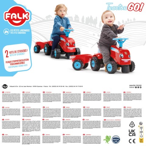 FALK FALK Jeździk Traktor Go! z Przyczepą Czerwony 1-3 lat