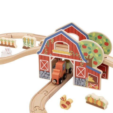 Tooky Toy TOOKY TOY Drewniana Kolejka Farma Zestaw 48 el.