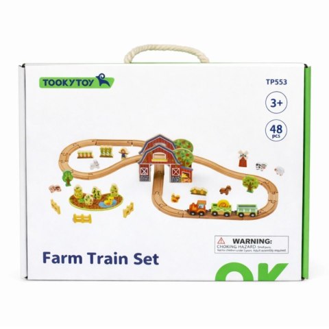 Tooky Toy TOOKY TOY Drewniana Kolejka Farma Zestaw 48 el.