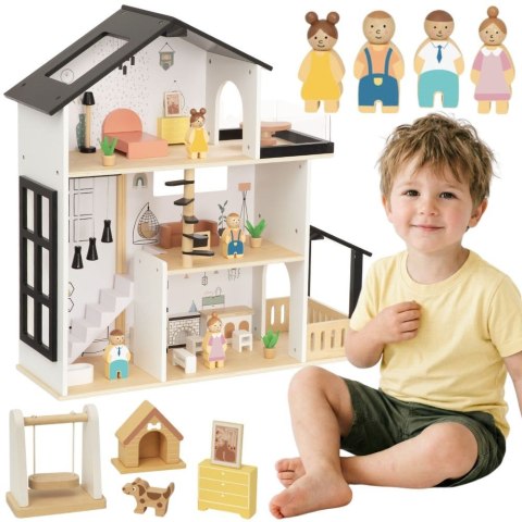 Tooky Toy TOOKY TOY Drewniana Rezydencja dla Lalek 25 Elementów