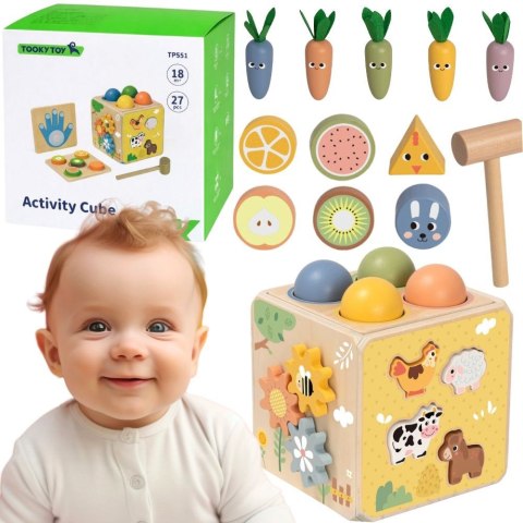 Tooky Toy TOOKY TOY Drewniana Wiosenna Kostka Edukacyjna 5w1