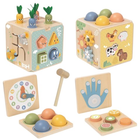 Tooky Toy TOOKY TOY Drewniana Wiosenna Kostka Edukacyjna 5w1