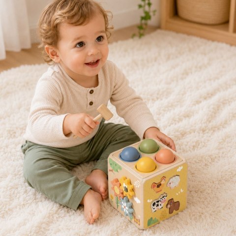 Tooky Toy TOOKY TOY Drewniana Wiosenna Kostka Edukacyjna 5w1