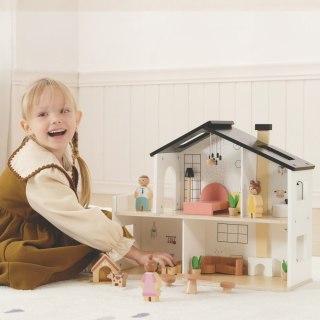 Tooky Toy TOOKY TOY Drewniany Domek dla Lalek z Akcesoriami i Rodzinką 20 el.