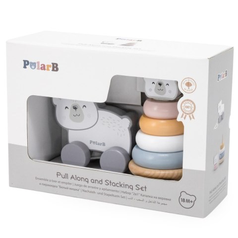 Viga Toys Viga PolarB ZESTAW Drewniana Piramidka + Miś na Sznurku 12m+