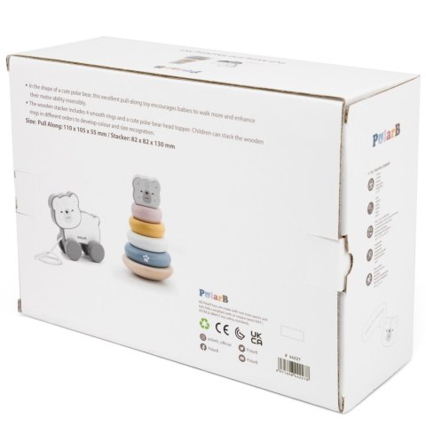 Viga Toys Viga PolarB ZESTAW Drewniana Piramidka + Miś na Sznurku 12m+