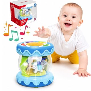 Woopie Baby WOOPIE BABY Bębenek Pozytywka Projektor 3w1 Zabawka Muzyczna dla Niemowląt + Walec Roller do Nauki Raczkowania