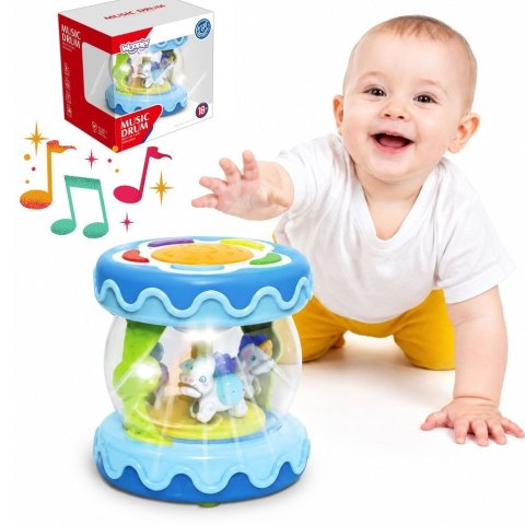 Woopie Baby WOOPIE BABY Bębenek Pozytywka Projektor 3w1 Zabawka Muzyczna dla Niemowląt + Walec Roller do Nauki Raczkowania
