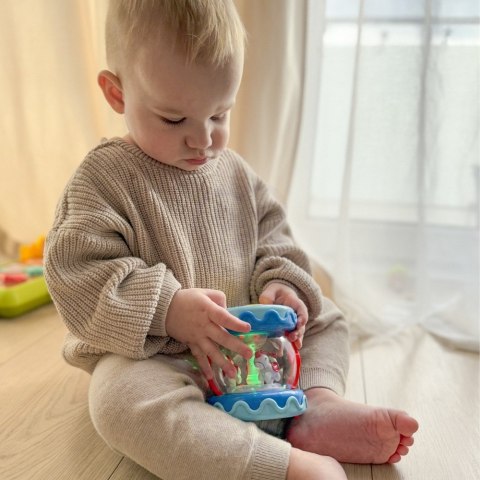 Woopie Baby WOOPIE BABY Bębenek Pozytywka Projektor 3w1 Zabawka Muzyczna dla Niemowląt + Walec Roller do Nauki Raczkowania