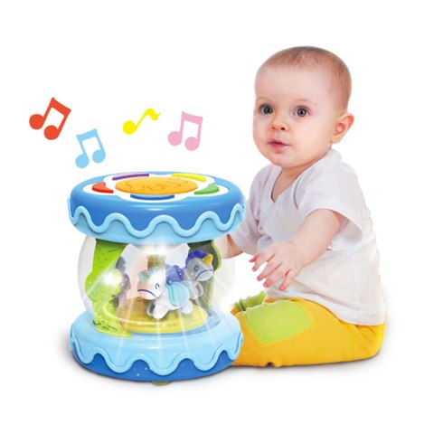 Woopie Baby WOOPIE BABY Bębenek Pozytywka Projektor 3w1 Zabawka Muzyczna dla Niemowląt + Walec Roller do Nauki Raczkowania