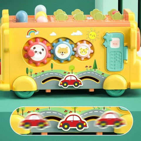 Woopie Baby WOOPIE BABY Interaktywny Autobus Montessori Edukacyjny 6w1 Młoteczek Cymbałki +18 m