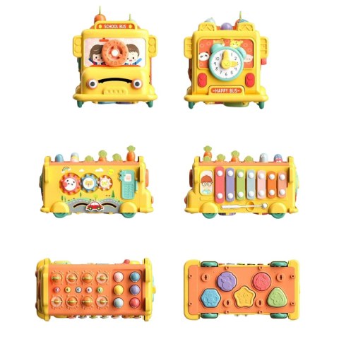 Woopie Baby WOOPIE BABY Interaktywny Autobus Montessori Edukacyjny 6w1 Młoteczek Cymbałki +18 m