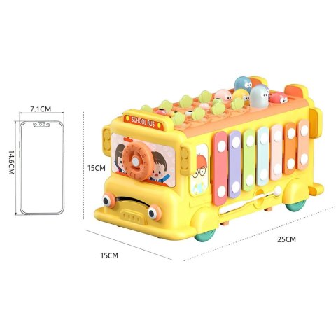 Woopie Baby WOOPIE BABY Interaktywny Autobus Montessori Edukacyjny 6w1 Młoteczek Cymbałki +18 m