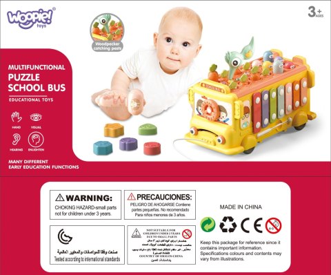Woopie Baby WOOPIE BABY Interaktywny Autobus Montessori Edukacyjny 6w1 Młoteczek Cymbałki +18 m