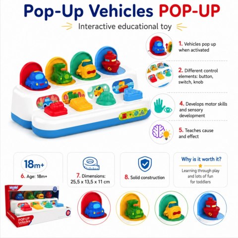 Woopie Baby WOOPIE BABY Zabawka Edukacyjna Wyskakujące Pojazdy POP-UP
