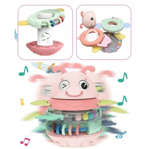Woopie Baby WOOPIE Baby Wańka Wstańka Zabawka Sensoryczna 2w1 Grzechotka Gryzak Różowa