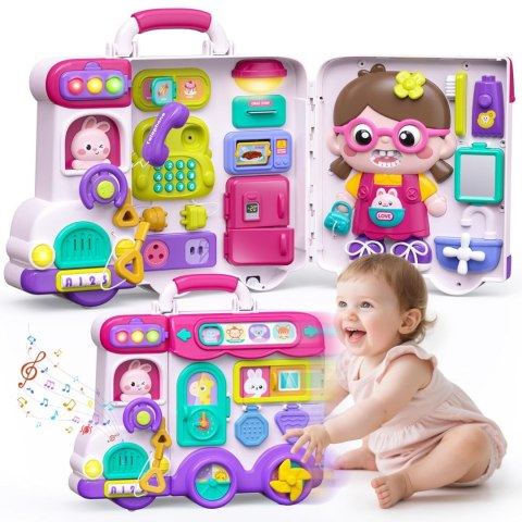 Woopie Baby WOOPIE Interaktywna Tablica Manipulacyjna Busy Car Walizka 3w1 Dźwięk Światło
