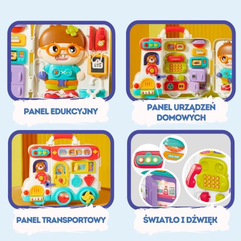 Woopie Baby WOOPIE Interaktywna Tablica Manipulacyjna Busy Car Walizka 3w1 Dźwięk Światło