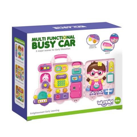 Woopie Baby WOOPIE Interaktywna Tablica Manipulacyjna Busy Car Walizka 3w1 Dźwięk Światło