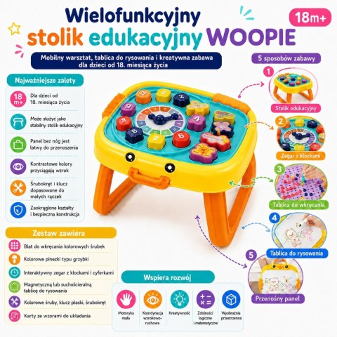 Woopie Baby WOOPIE Interaktywny Stolik Edukacyjny Warsztat i Tablica 3w1
