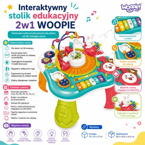 Woopie WOOPIE BABY Stolik Edukacyjny Interaktywny 2w1 Pianinko Dźwięki