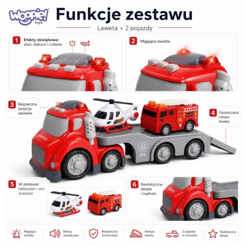 Woopie WOOPIE Czerwona Laweta Straży Pożarnej City Truck Efekty Dźwiękowe i Świetlne