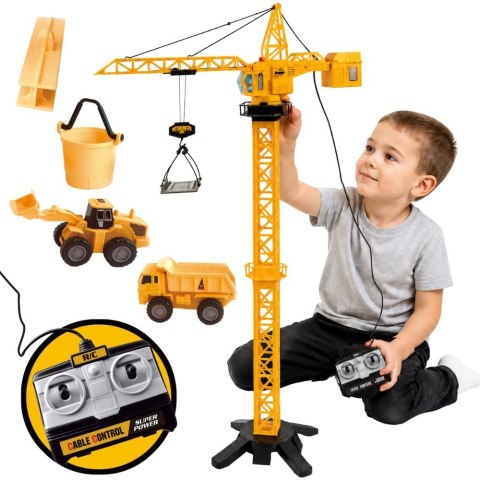 Woopie WOOPIE Dźwig Żuraw Zdalnie Sterowany 103 cm R/C Ciężarówka Koparka + 4 Akc.