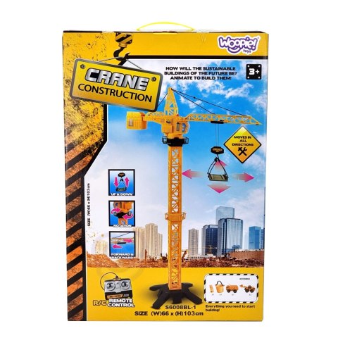 Woopie WOOPIE Dźwig Żuraw Zdalnie Sterowany 103 cm R/C Ciężarówka Koparka + 4 Akc.
