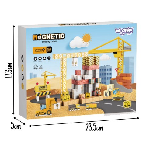 Woopie WOOPIE Klocki Magnetyczne 165el Kostki Budowa Dźwig Koparka Prezent 3D