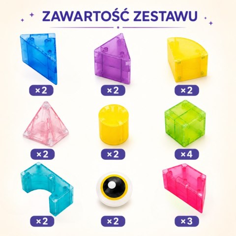 Woopie WOOPIE Klocki Magnetyczne 21el M Block Kreatywne Edukacyjne Prezent 3D